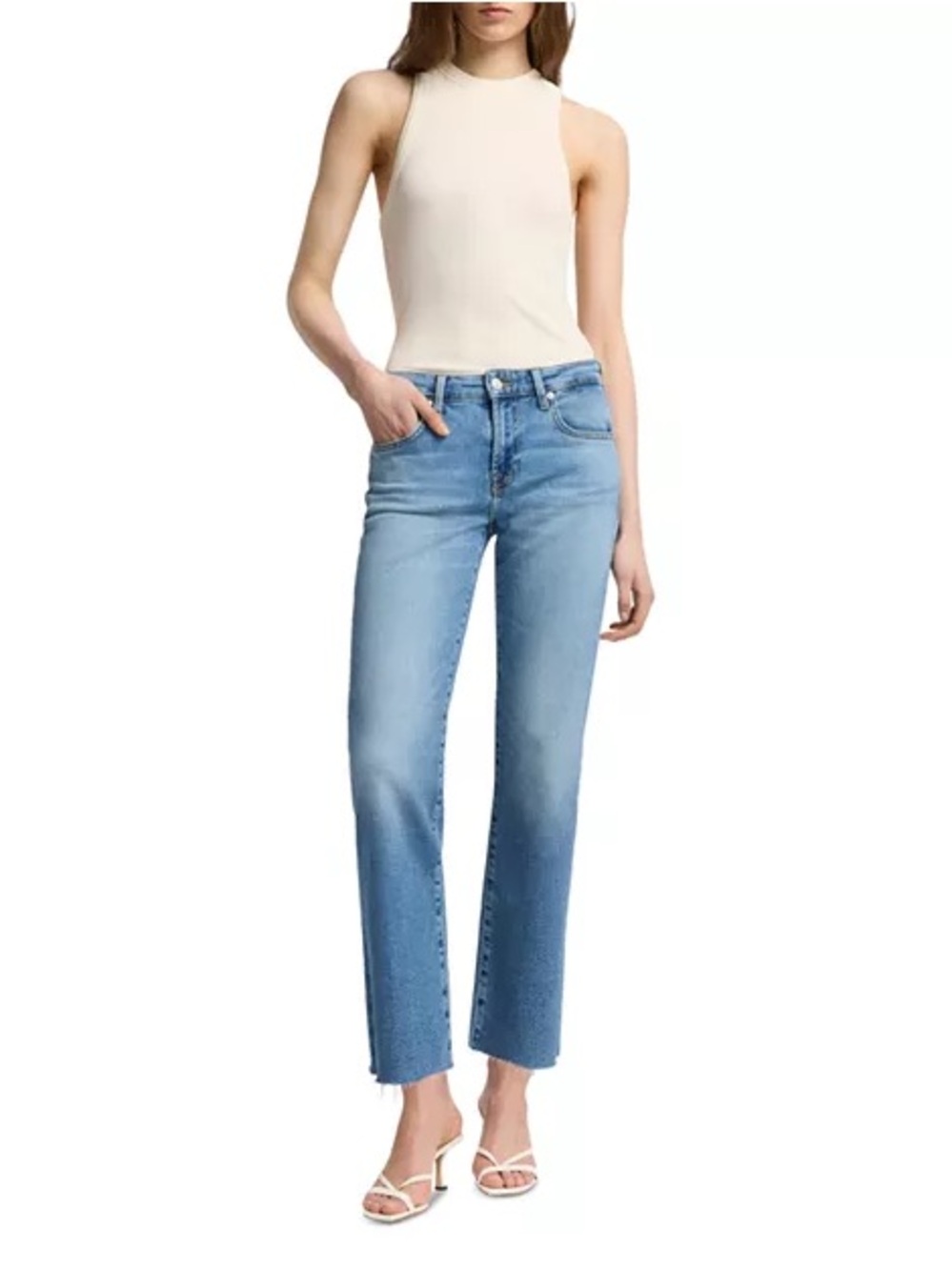 NWT 7 For All Mankind Calie Straight Ankle Fancy w/ Raw Cut - Size 26